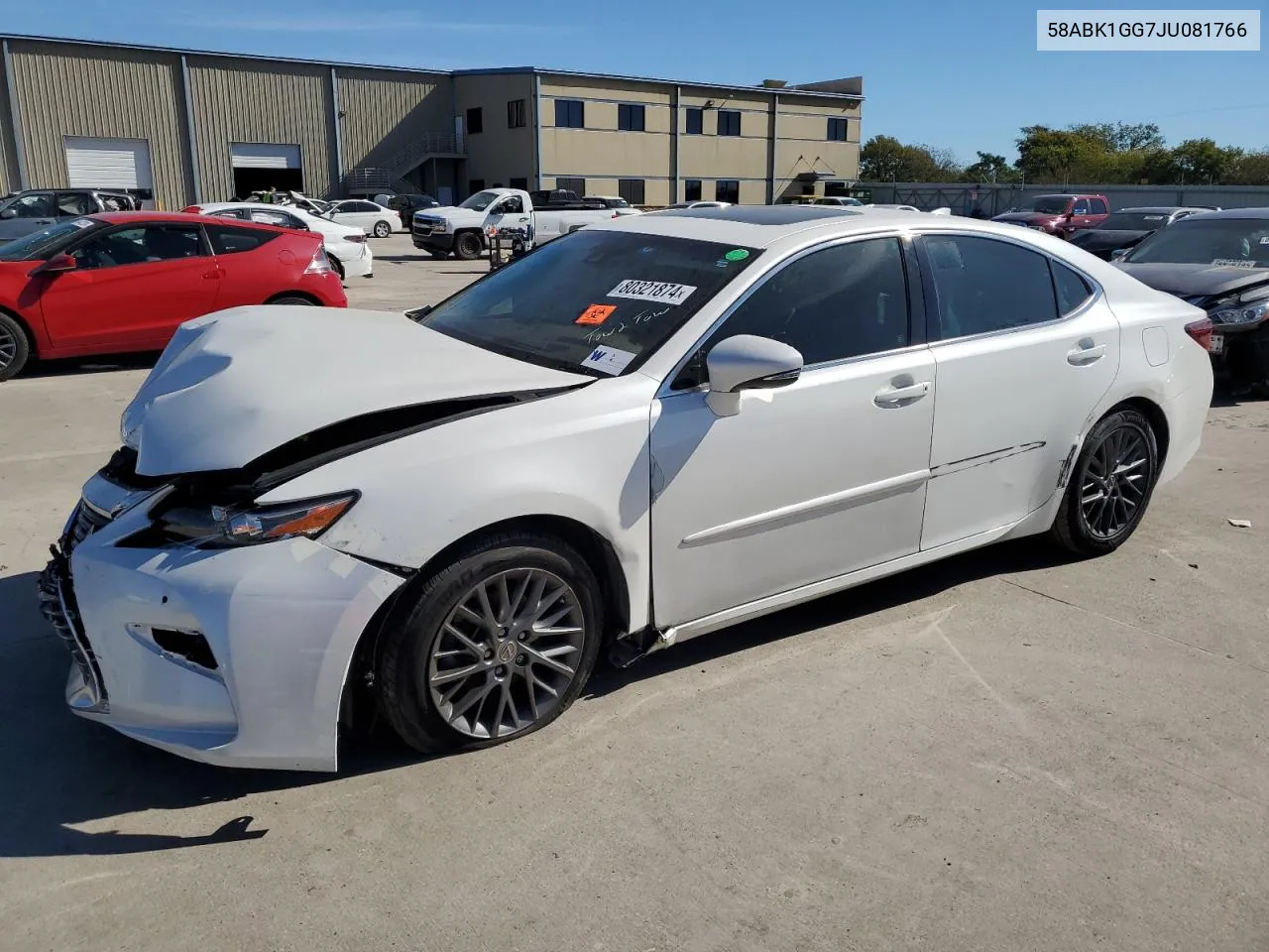 Auction sale of the 2018 Lexus ES , vin: 58ABK1GG7JU081766, lot number: 80321874