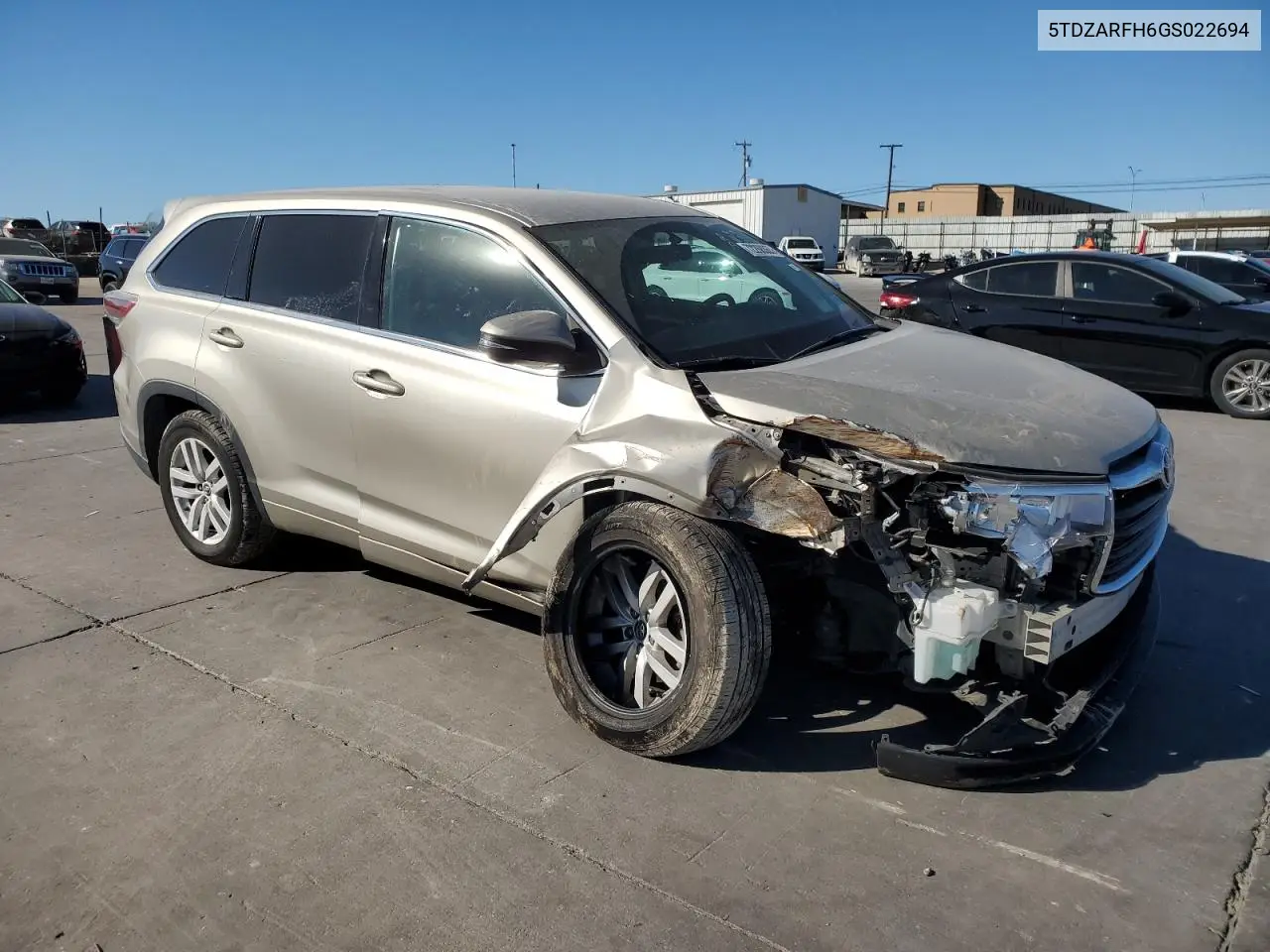 Auction sale of the 2016 Toyota Highlander , vin: 5TDZARFH6GS022694, lot number: 72268863