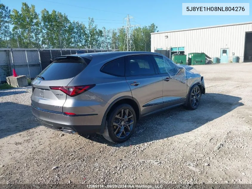 Auction sale of the 2022 Acura MDX , vin: 5J8YE1H08NL804276, lot number: 12065114