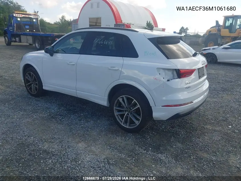 Auction sale of the 2021 Audi Q3 , vin: WA1AECF36M1061680, lot number: 12666675