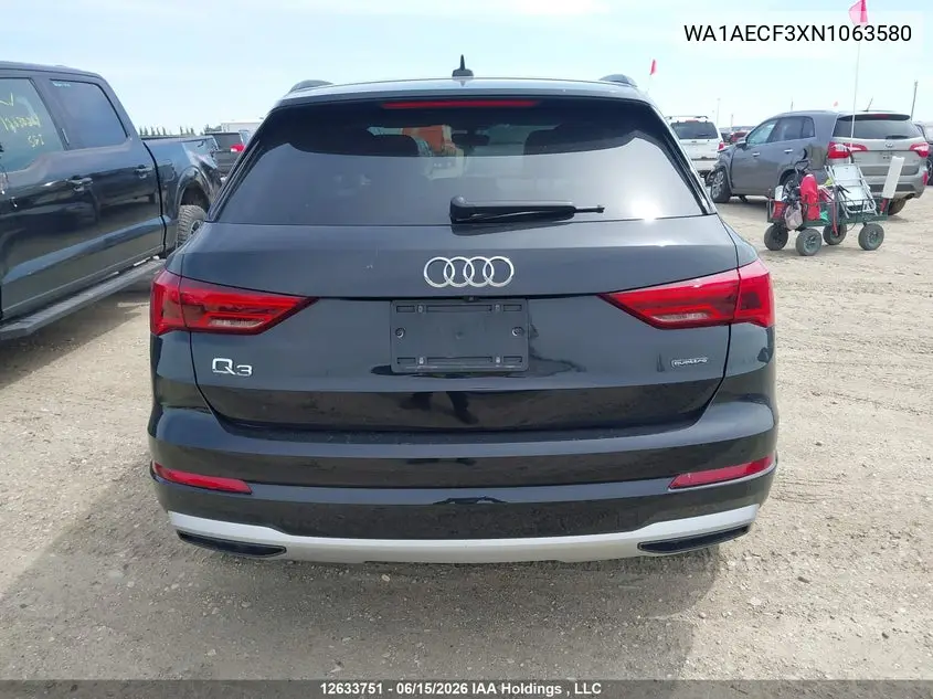 Auction sale of the 2022 Audi Q3 , vin: WA1AECF3XN1063580, lot number: 12633751