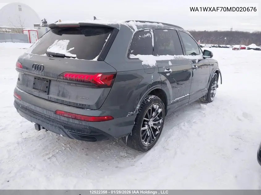 Auction sale of the 2021 Audi Q7 , vin: WA1WXAF70MD020676, lot number: 12522358