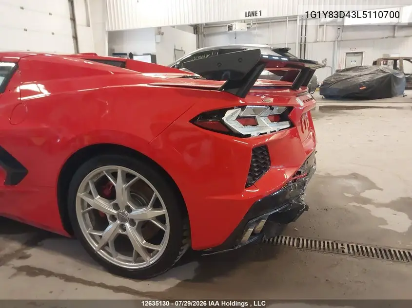 Auction sale of the 2020 Chevrolet Corvette , vin: 1G1Y83D43L5110700, lot number: 12635130