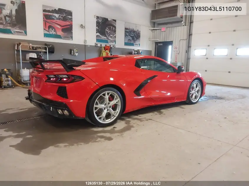 Auction sale of the 2020 Chevrolet Corvette , vin: 1G1Y83D43L5110700, lot number: 12635130