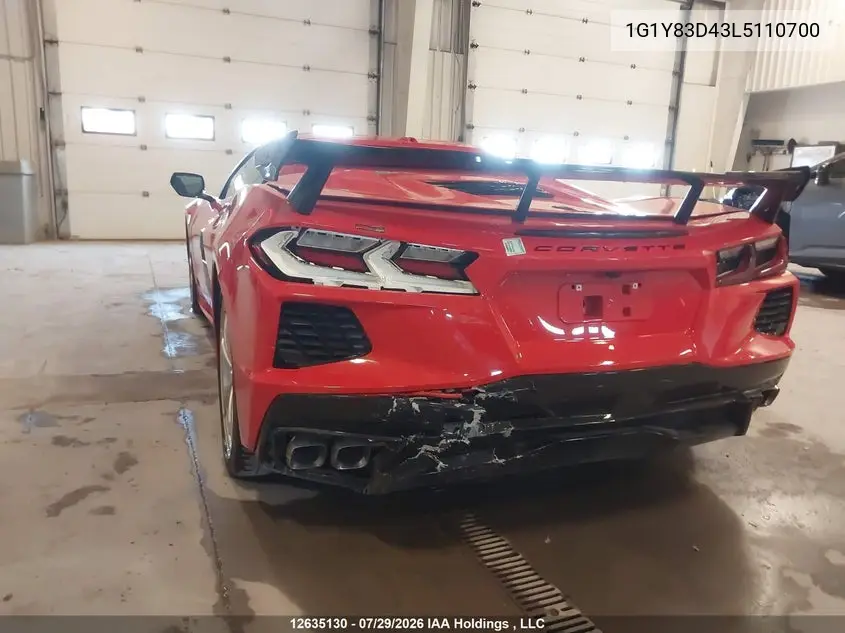 Auction sale of the 2020 Chevrolet Corvette , vin: 1G1Y83D43L5110700, lot number: 12635130