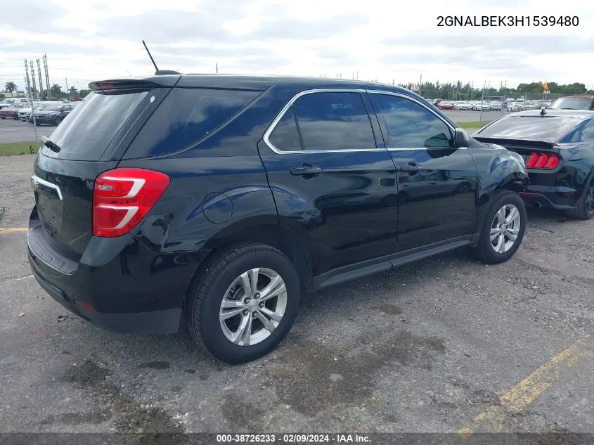 Auction sale of the 2017 Chevrolet Equinox , vin: 2GNALBEK3H1539480, lot number: 38726233