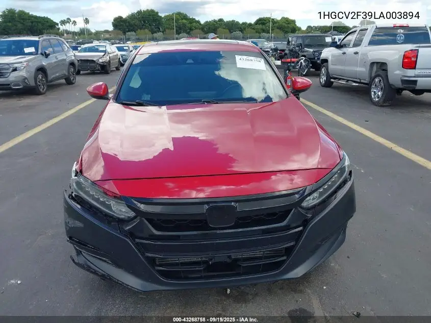 Auction sale of the 2020 Honda Accord , vin: 1HGCV2F39LA003894, lot number: 43268758