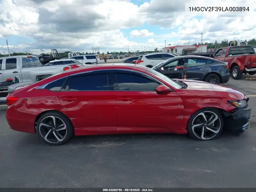 Auction sale of the 2020 Honda Accord , vin: 1HGCV2F39LA003894, lot number: 43268758