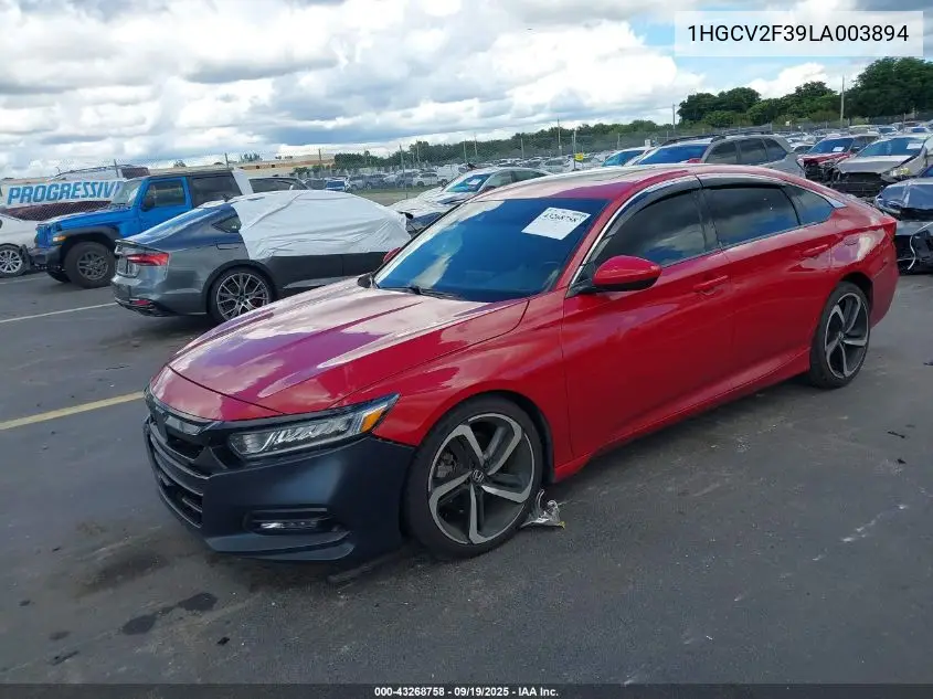 Auction sale of the 2020 Honda Accord , vin: 1HGCV2F39LA003894, lot number: 43268758