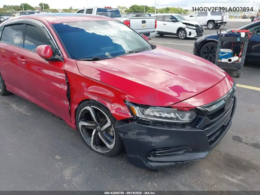 Auction sale of the 2020 Honda Accord , vin: 1HGCV2F39LA003894, lot number: 43268758