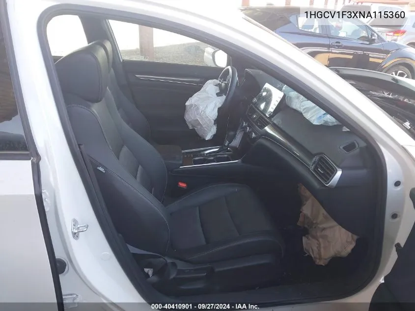 Auction sale of the 2022 Honda Accord , vin: 1HGCV1F3XNA115360, lot number: 40410901
