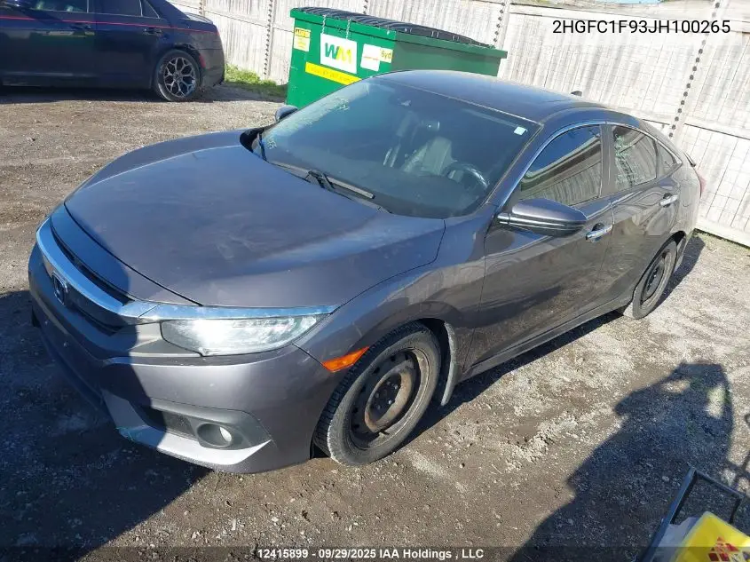 Auction sale of the 2018 Honda Civic , vin: 2HGFC1F93JH100265, lot number: 12415899