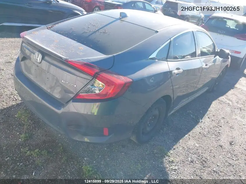 Auction sale of the 2018 Honda Civic , vin: 2HGFC1F93JH100265, lot number: 12415899