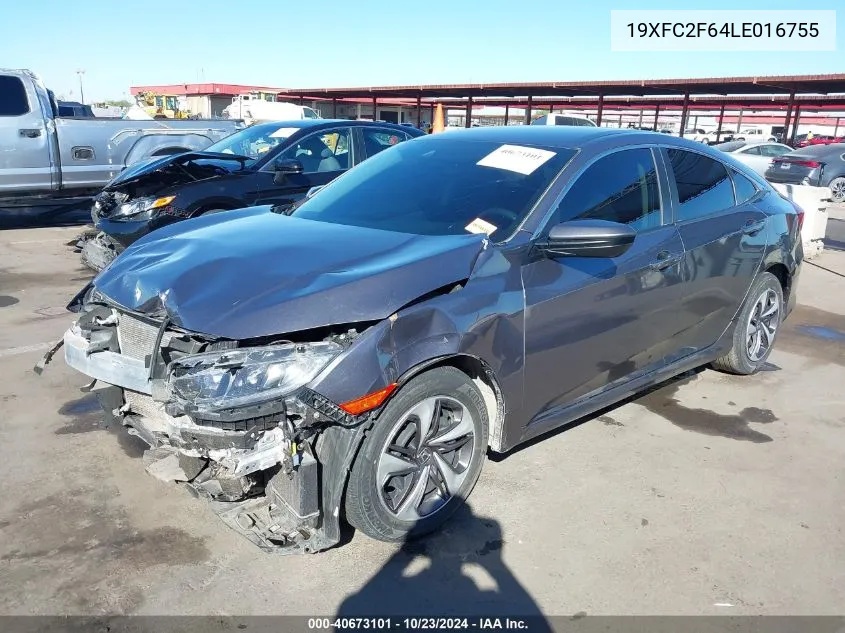 Auction sale of the 2020 Honda Civic , vin: 19XFC2F64LE016755, lot number: 40673101