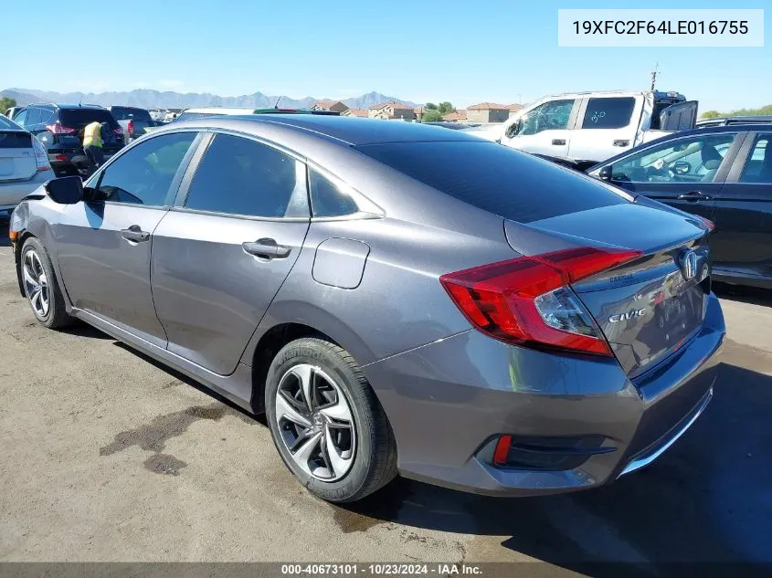 Auction sale of the 2020 Honda Civic , vin: 19XFC2F64LE016755, lot number: 40673101