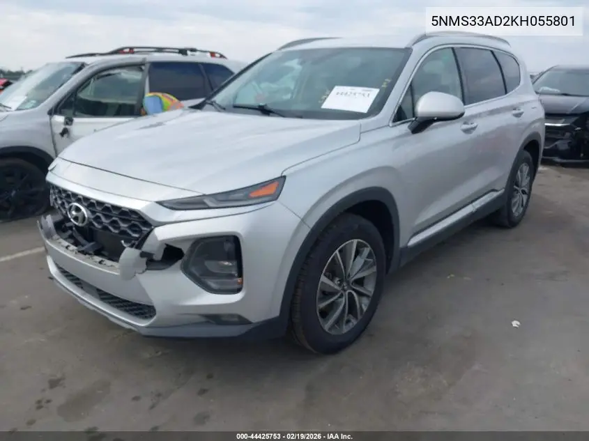 Auction sale of the 2019 Hyundai Santa Fe , vin: 5NMS33AD2KH055801, lot number: 44425753