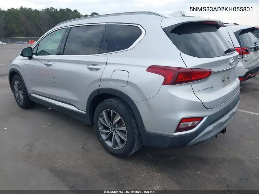 Auction sale of the 2019 Hyundai Santa Fe , vin: 5NMS33AD2KH055801, lot number: 44425753