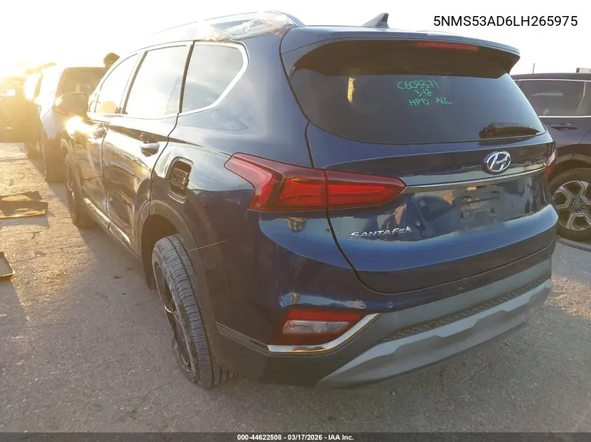 Auction sale of the 2020 Hyundai Santa Fe , vin: 5NMS53AD6LH265975, lot number: 44622508