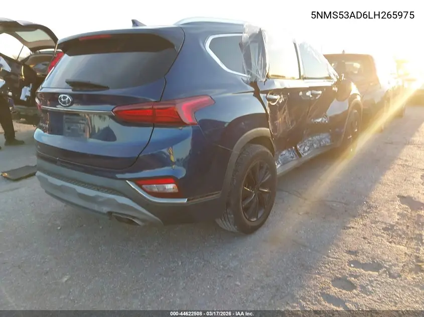 Auction sale of the 2020 Hyundai Santa Fe , vin: 5NMS53AD6LH265975, lot number: 44622508