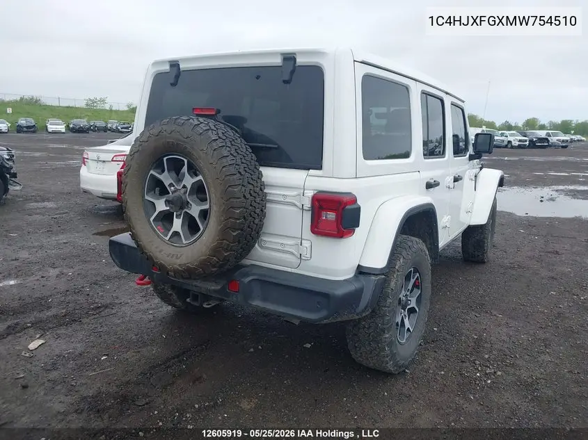 Auction sale of the 2021 Jeep Wrangler , vin: 1C4HJXFGXMW754510, lot number: 12605919