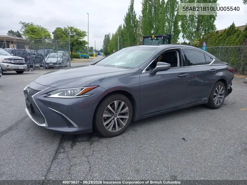 Auction sale of the 2020 Lexus ES , vin: 58AB21B10LU005540, lot number: 40075637