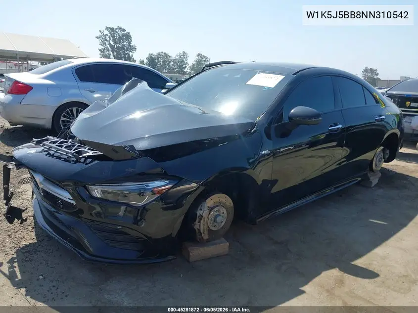 Auction sale of the 2022 Mercedes Benz CLA klasse AMG , vin: W1K5J5BB8NN310542, lot number: 45281872
