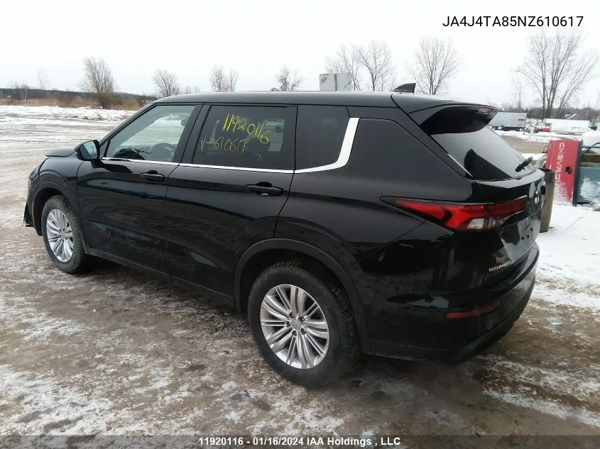 Auction sale of the 2022 Mitsubishi Outlander , vin: JA4J4TA85NZ610617, lot number: 11920116
