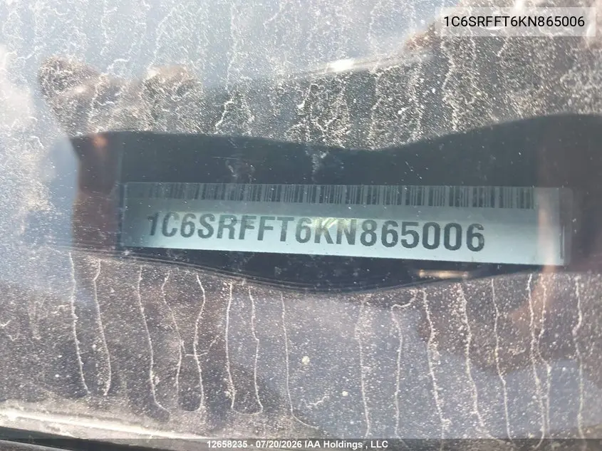 Auction sale of the 2019 RAM 1500 , vin: 1C6SRFFT6KN865006, lot number: 12658235