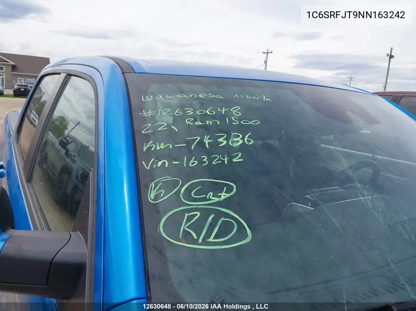Auction sale of the 2022 RAM 1500 , vin: 1C6SRFJT9NN163242, lot number: 12630648x