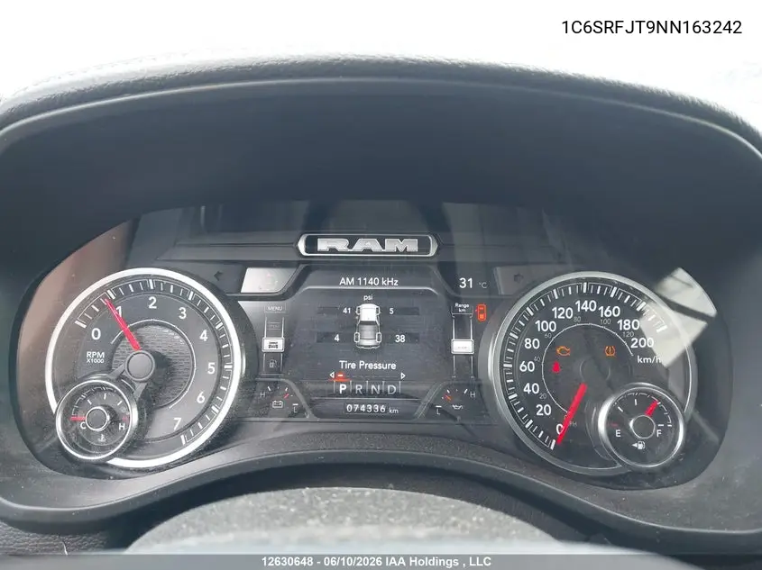 Auction sale of the 2022 RAM 1500 , vin: 1C6SRFJT9NN163242, lot number: 12630648x