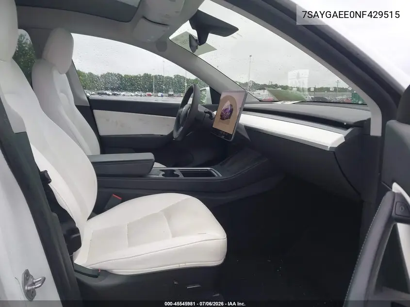Auction sale of the 2022 Tesla Model Y , vin: 7SAYGAEE0NF429515, lot number: 45545981