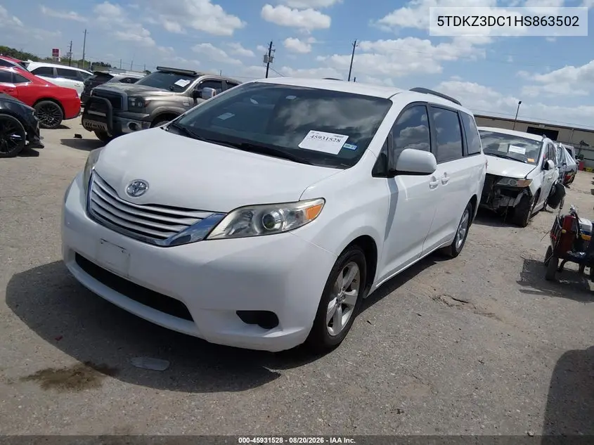 Auction sale of the 2017 Toyota Sienna , vin: 5TDKZ3DC1HS863502, lot number: 45931528